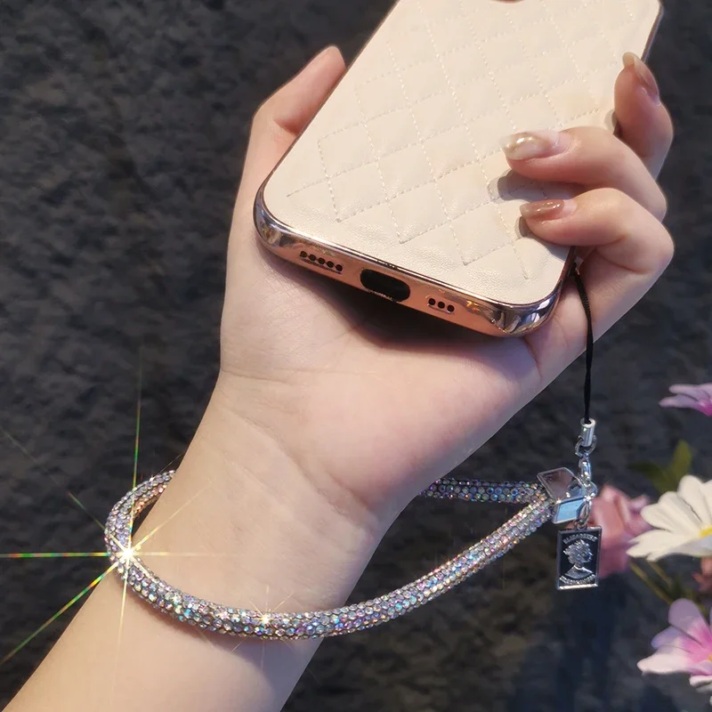 Long and Short Wrist Style Rhinestone Pendant Mobile Phone Lanyard Full Diamond Pendant Colorful Long Neck Strap Anti Loss Sling