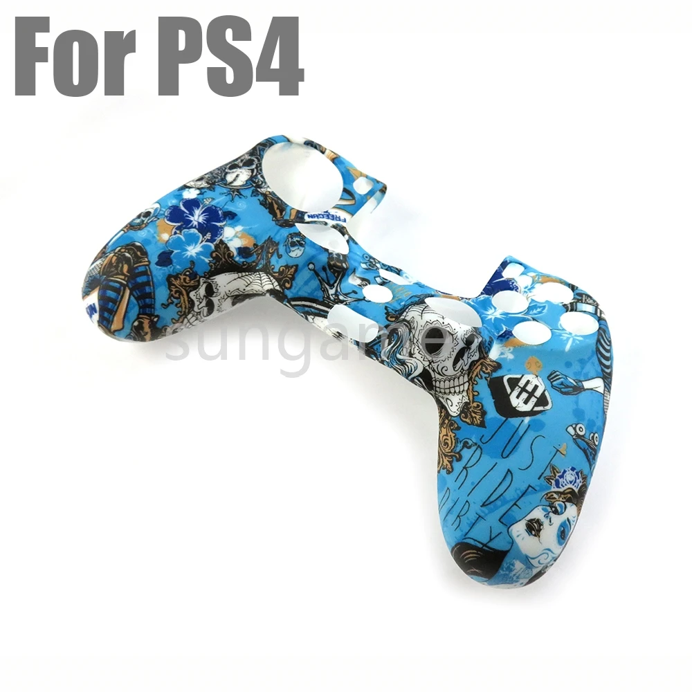 10pcs Water Transfer Printing Silicone Case for PS4 Controller Protection Skin Gamepad