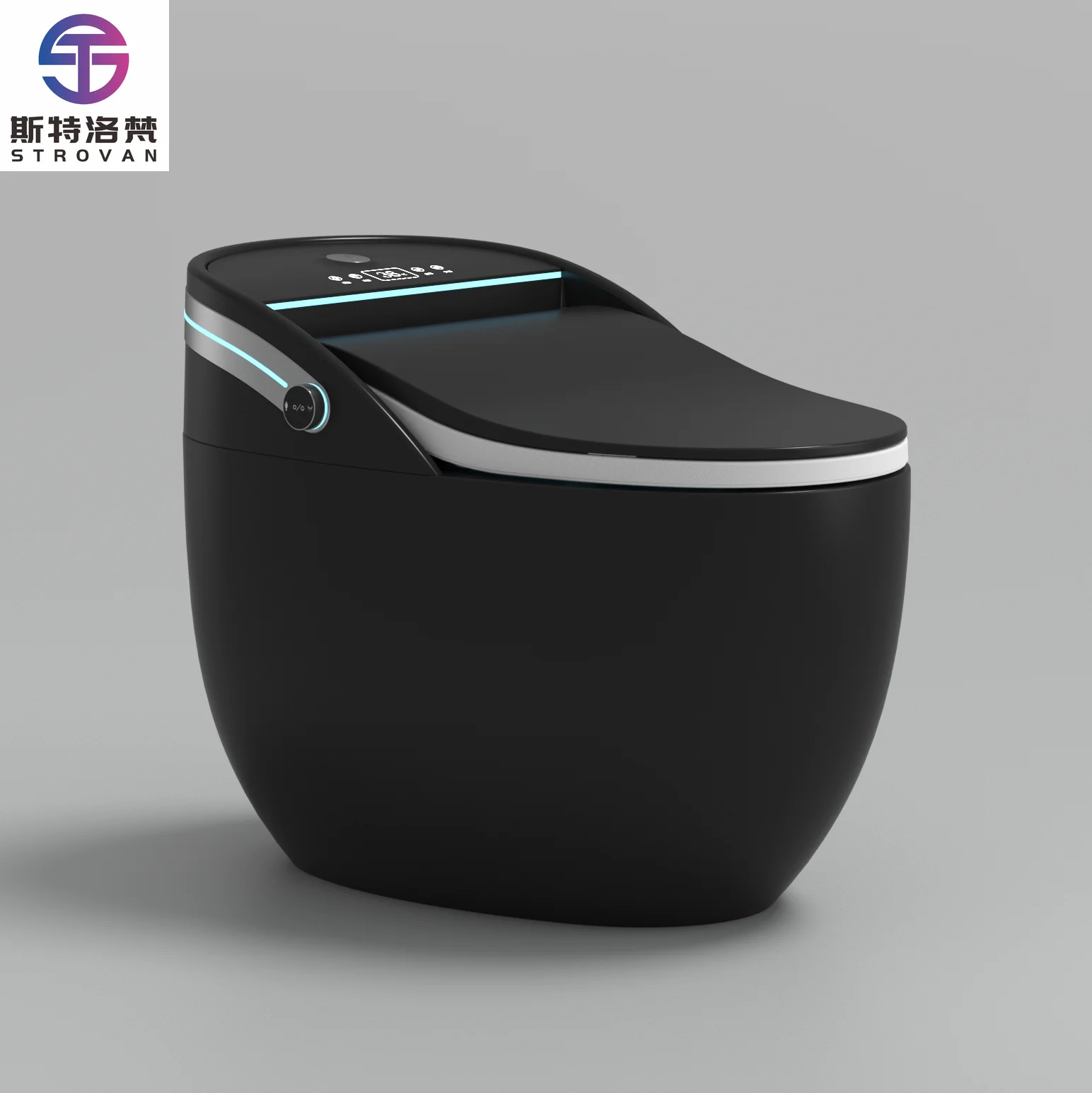 

ZXHK Multifunctional Luxury Round One Piece Auto Open Electric Bidet Wc Toilet Bowl Black Automatic Intelligent Smart Toilet