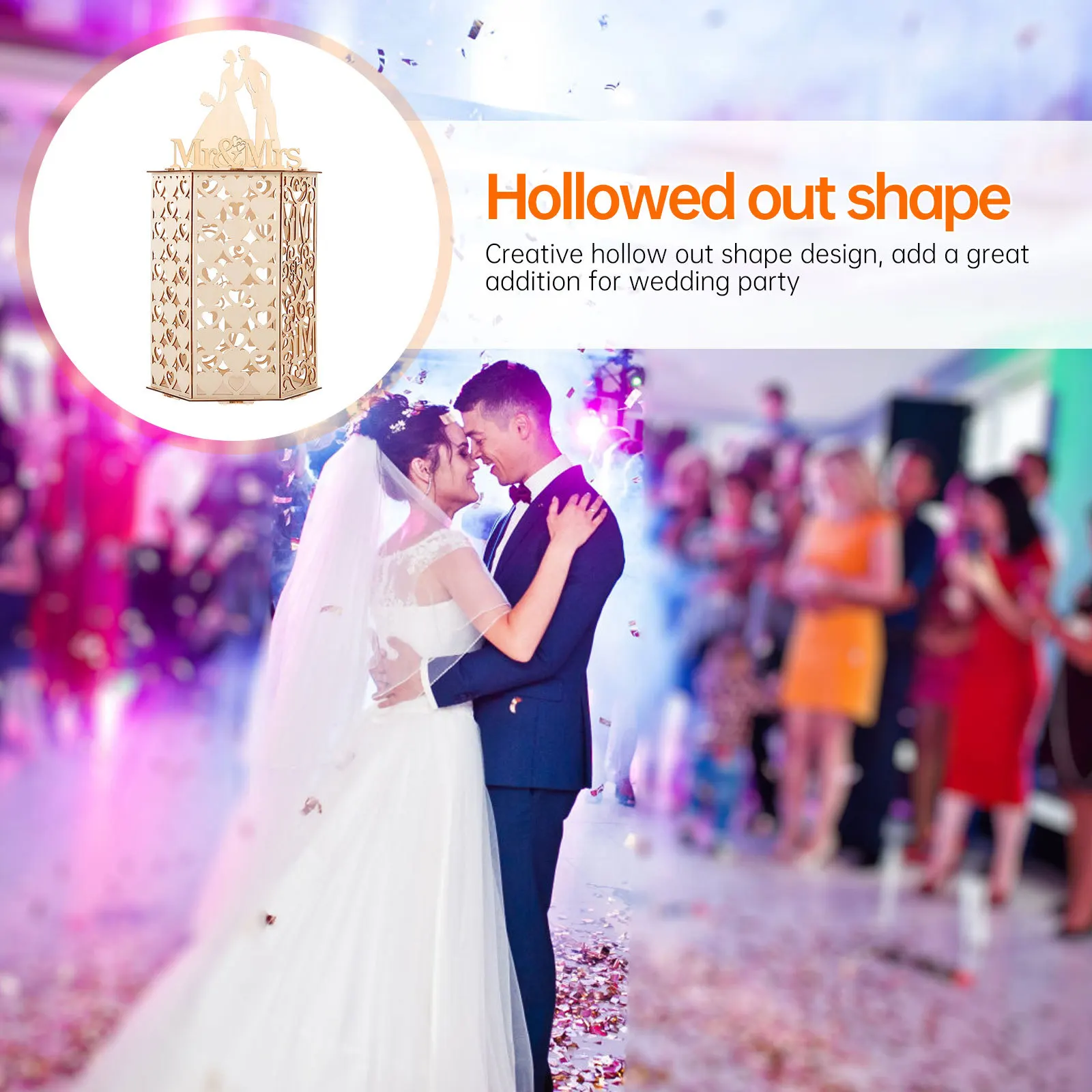 

1Pcs Wooden Hollow Hexagonal Wedding Cards Box DIY Creative Design Wedding Sign-in Card Holder Greeting Cards Box