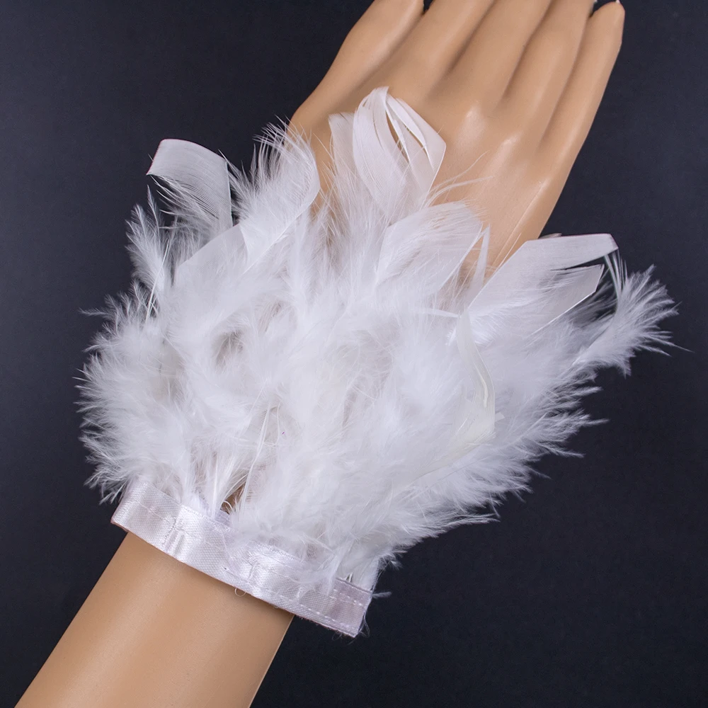 JAWSEU 1 Paire Poignets Plumes Naturelles, Bracelet Slap Plume Manchette Plume Poignet Bracelets De Cheville Poignets Élégants en Plumes Cheveux Accessoires pour Partie Cosplay Femmes Filles