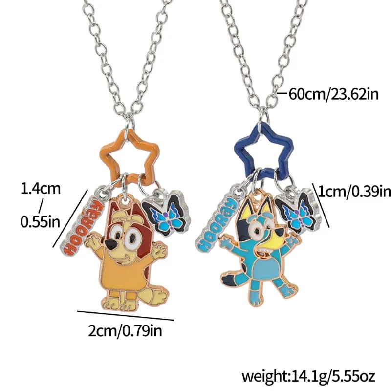 

2pcs Hot Kawaii Cartoon Blueys Accessories Animation Ornaments Blueys Bingo Chili DIY Alloy Oil Drop Accessories Gifts