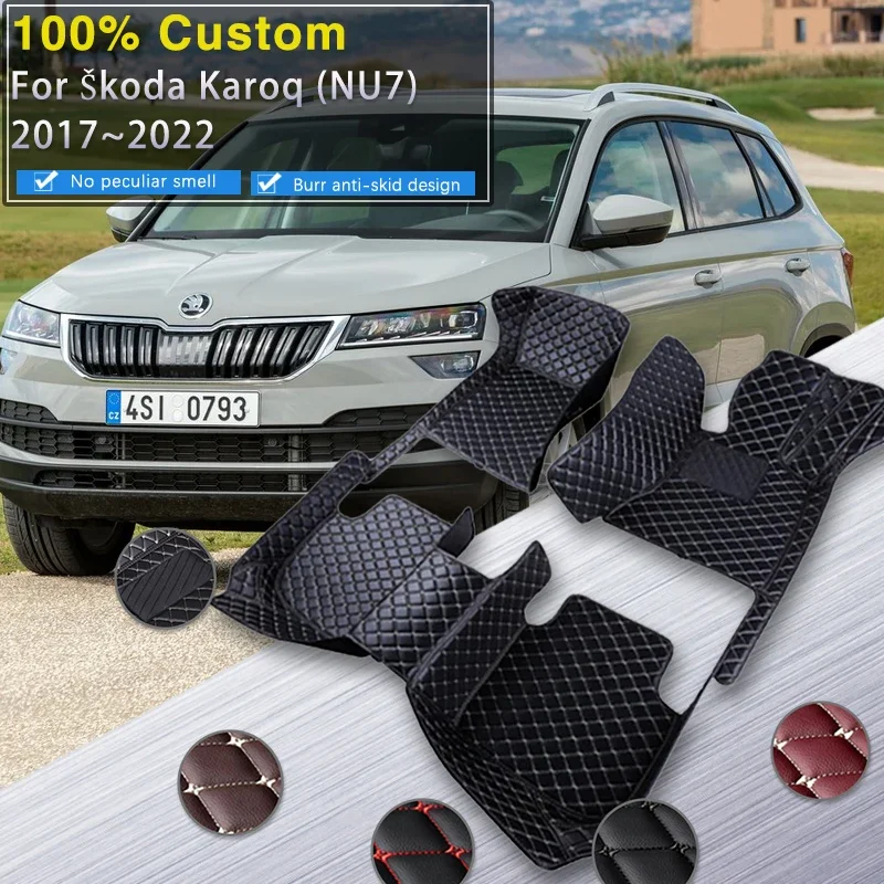 

3D RHD Car Mats For Skoda Karoq NU7 2017~2022 Leather Floor Mat Auto Carpets Set Rugs Pad Interior Parts Car Accessories 2018 20