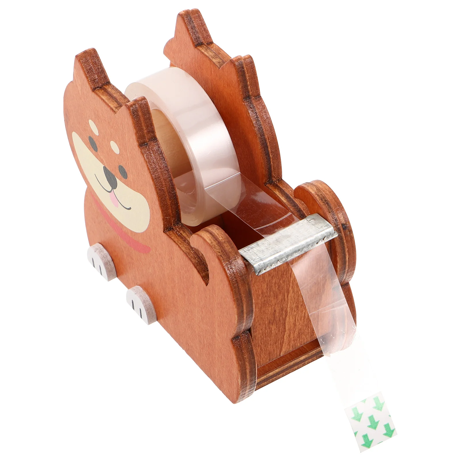 

1Set Dog Tape Dispenser Wooden Non Slip Animal Masking Tape Holder Desktop Washi Roll Cutter Organizer for Craft Office