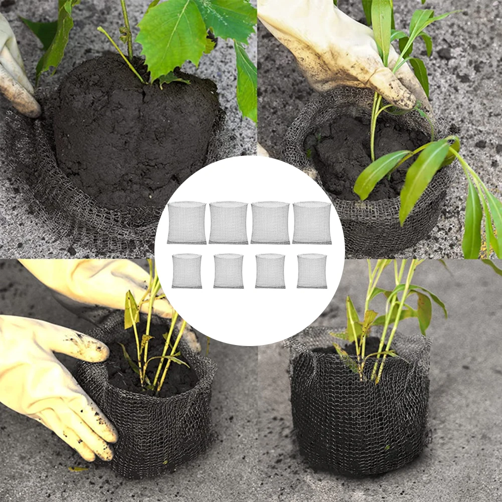 

Сетчатые мешки для защиты корней растений, 8 штук, из нержавеющей стали, размеры 23x25 см и 35x35 см, для горшечных растений и овощей