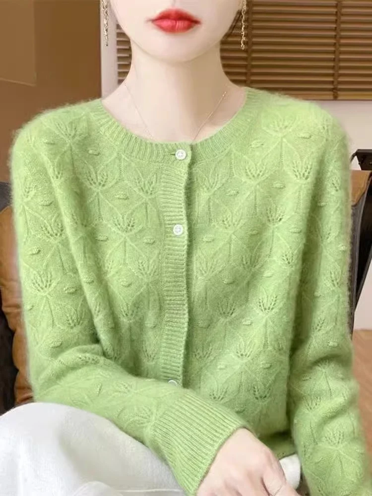 Moda de lã longa sve redonda ne oco bordado design solto emagrecimento 3d puff feminino topo commute sle