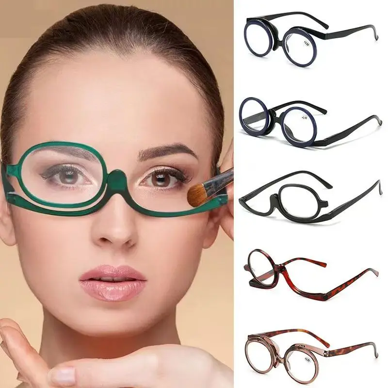 1pcs Women Glasses Rotating Makeup Reading Eyewear Anti Blue Light Make-up presbyopic Eyeglasses Diopter +1.0 +1.5 +2.0 To +4.0