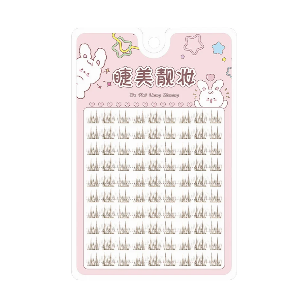 رموش عنقودية ذاتية اللصق ذات مظهر طبيعي رموش صناعية خالية من الغراء قابلة لإعادة الاستخدام باللون الأسود والبني مصنوعة يدويًا