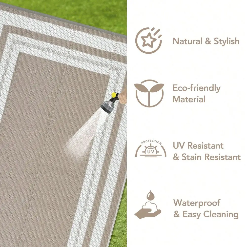

Geometric Border Outdoor Indoor Rug Plastic Straw Area Rug Border Carpet Waterproof PP Tube Woven Picnic Mat For Patio Decor Po