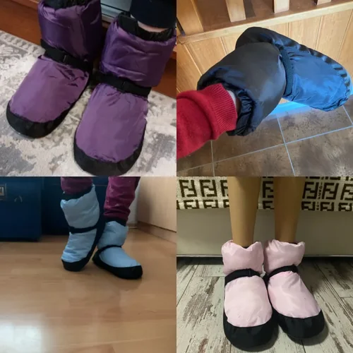 Imagen 2 del producto Botas cálidas de ballet para mujer, zapatos de entrenamiento de algodón con suela blanda, zapatos cálidos de baile de invierno gruesos y de felpa profesionales para niños