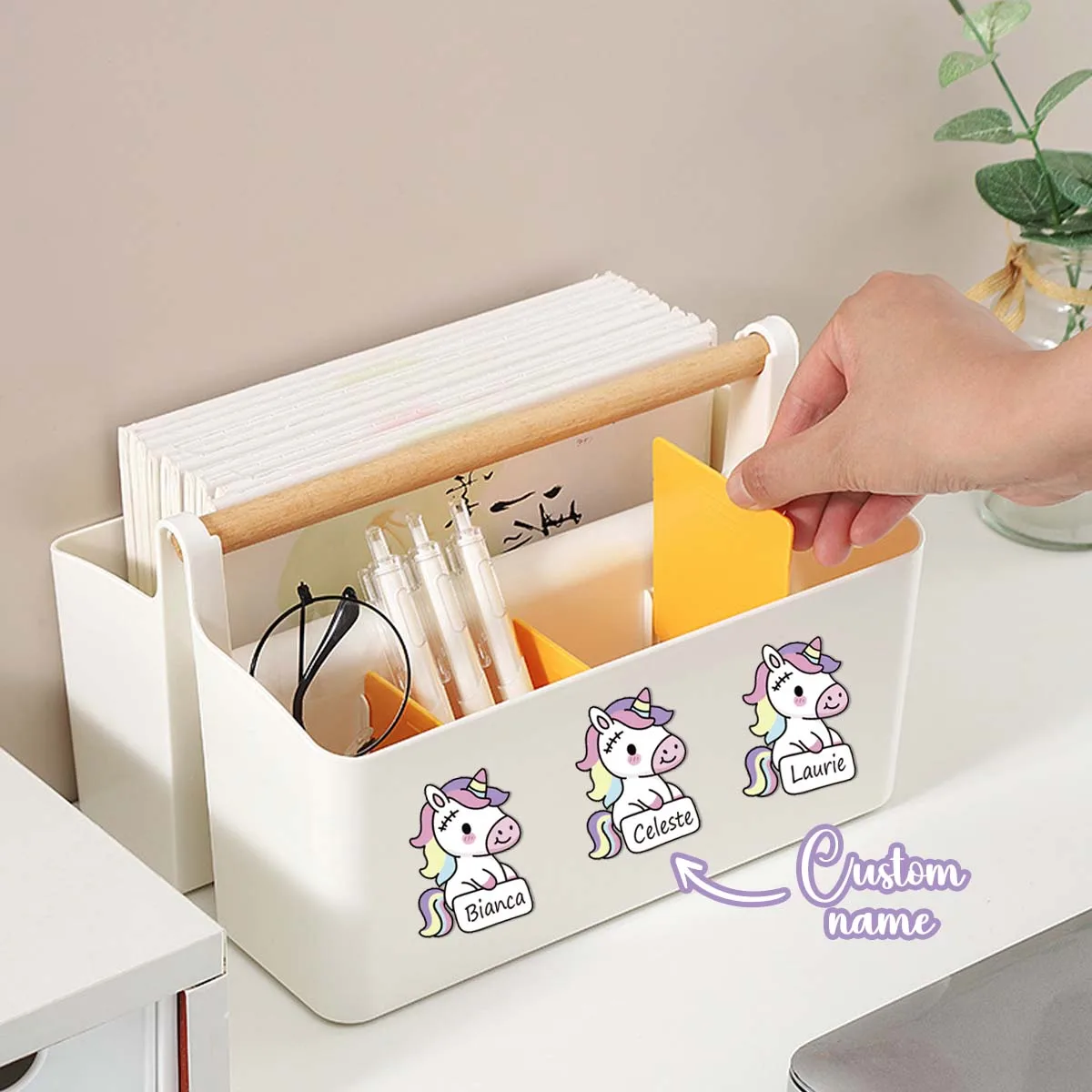 49/98pc Cartoon Unicorn Adhesive Personalized Bottom Stickers Textbook Stickers Customized Tag Personalized Label Pencil Tag