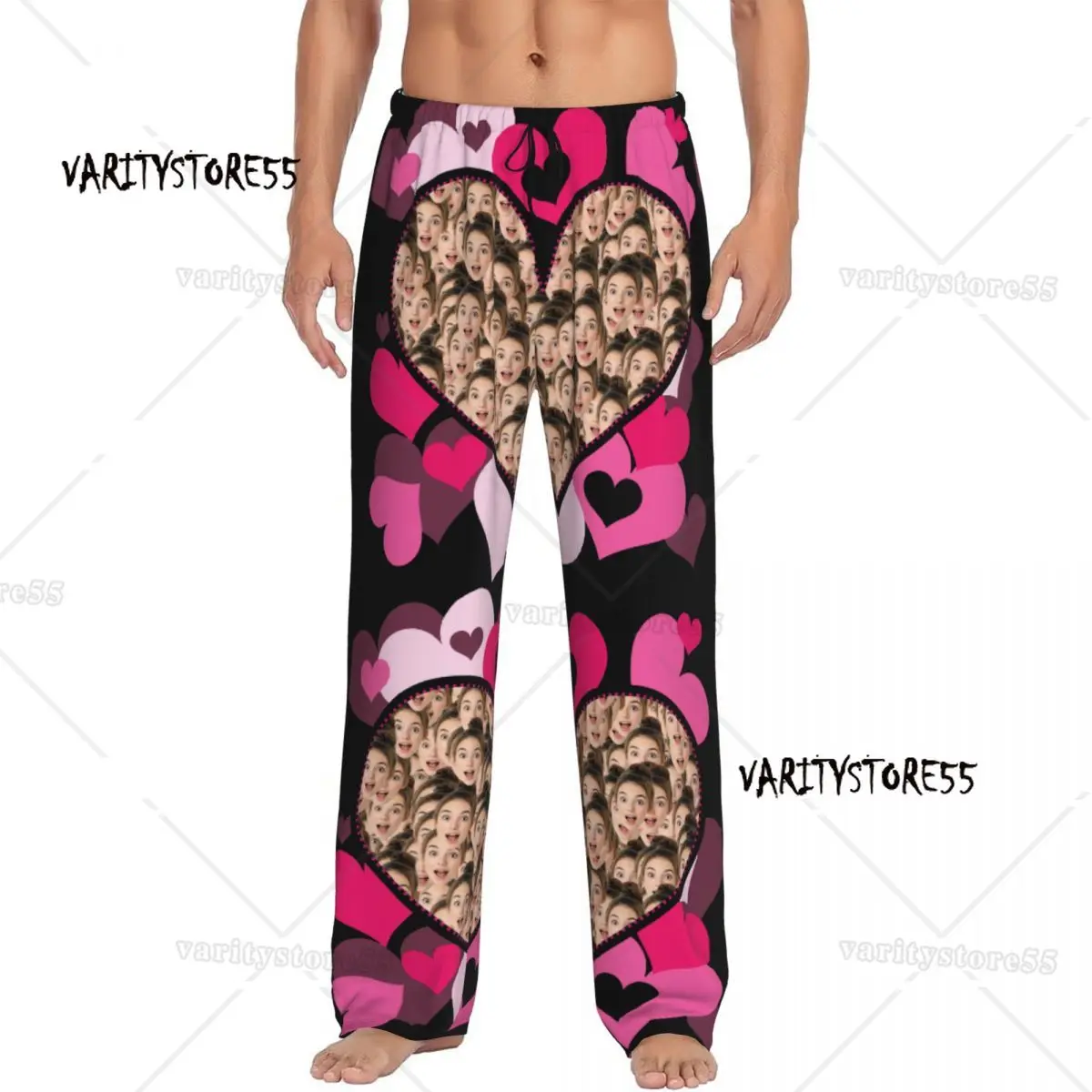 

Пижамные штаны с принтом Love Woman Face, мужские пижамные штаны с индивидуальным лицом и фото, одежда для сна, низ с карманами