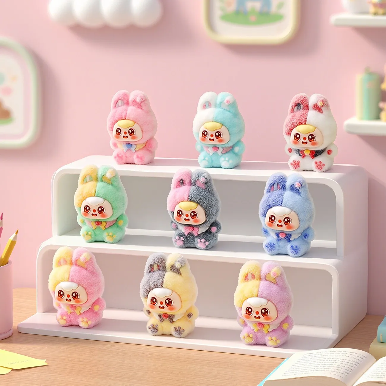 9 قطع - مجموعة جديدة من الرسوم المتحركة الصغيرة للأطفال بعمر ثلاث سنوات، لعبة كرة لطيفة، عنصر ديكور للمكتب للاستخدام المكتبي #2