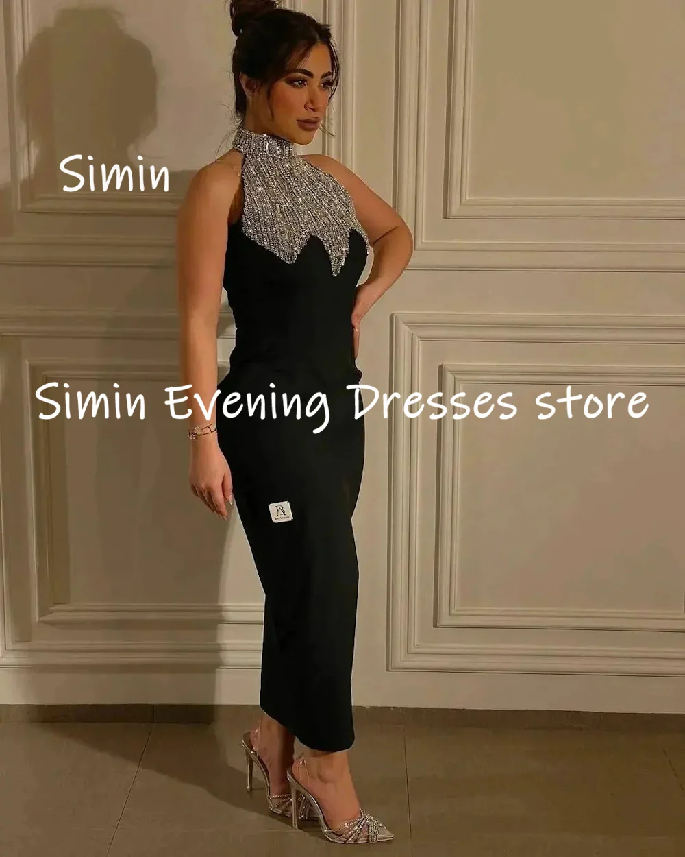 Simin Satin Mermaid Scoop Neckline Sequins Populer Formal Prom Gown Ankle-length Evening Elegant Party dresses for women 2023