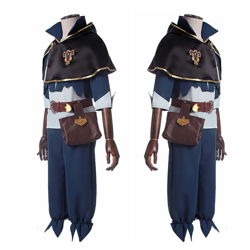 Anime Black Clover Asta Yuno Cosplay Costume Emperor Asta Uniform Tops Pants Cloak Bag Full Outfit Set Men Halloween Clothes