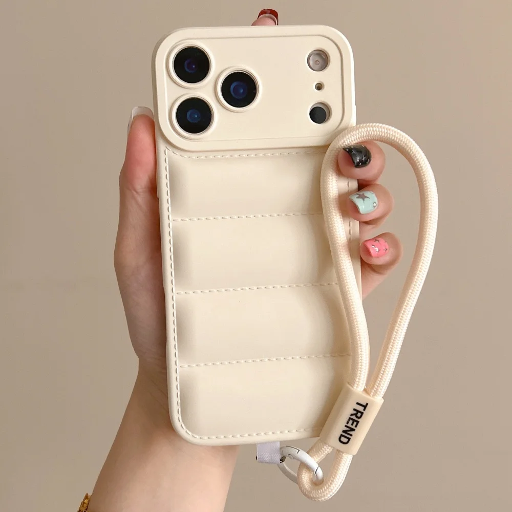 Handschlaufe Kordel Daunenjacke Silikonhülle für iPhone 18 17 16 15 14 13 12 11 Pro Max XR XS 8 Plus Kameraschutz Weiche Hülle – Detail 10