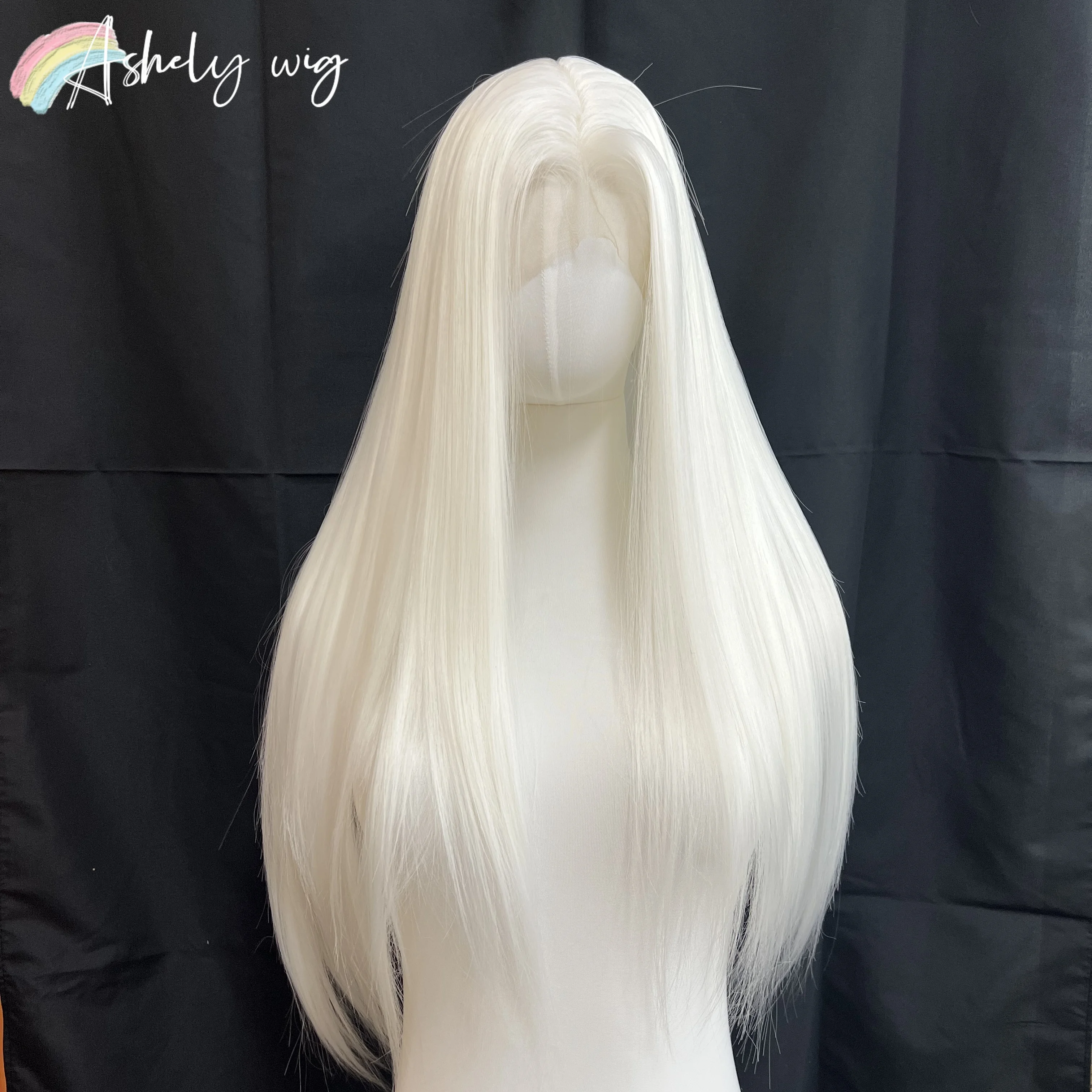 

Попельно-белый парик для женщин, длинный прямой парик 13*4, парик спереди, естественный вид, высококачественные синтетические парики на шнурке для косплея, вечеринки