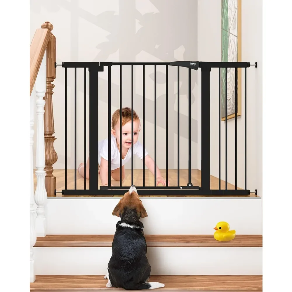 

Auto Close Dog Gates for Doorways, Pressured Mounted No Drilling Pet Gate Extra Wide, Easy Walk Thru Stair Gate