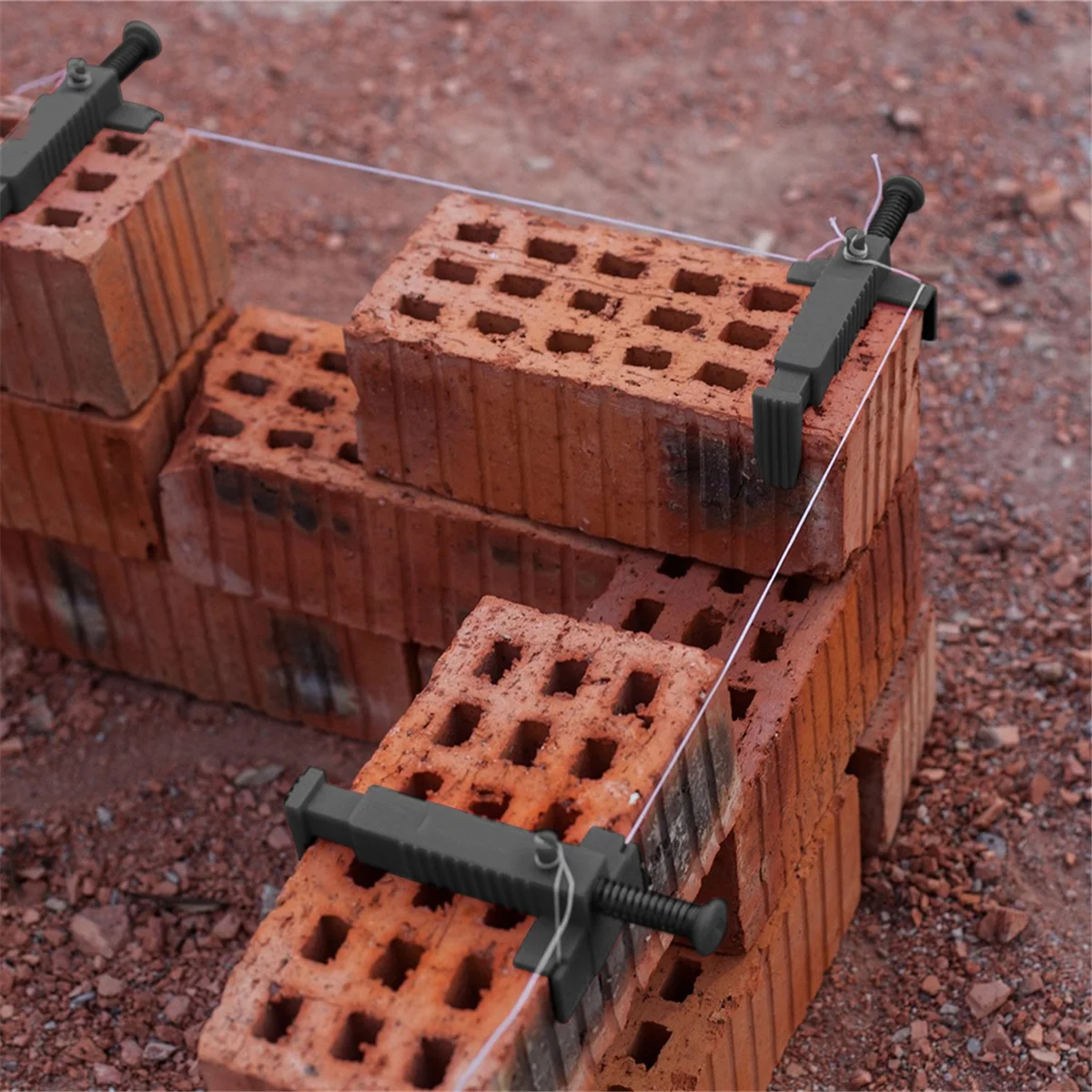 N18R Bricklaying Wire Drawer Brick Leveling Line Runner Puller for Construction Building Fixer Measuring Tools Red 5PCS