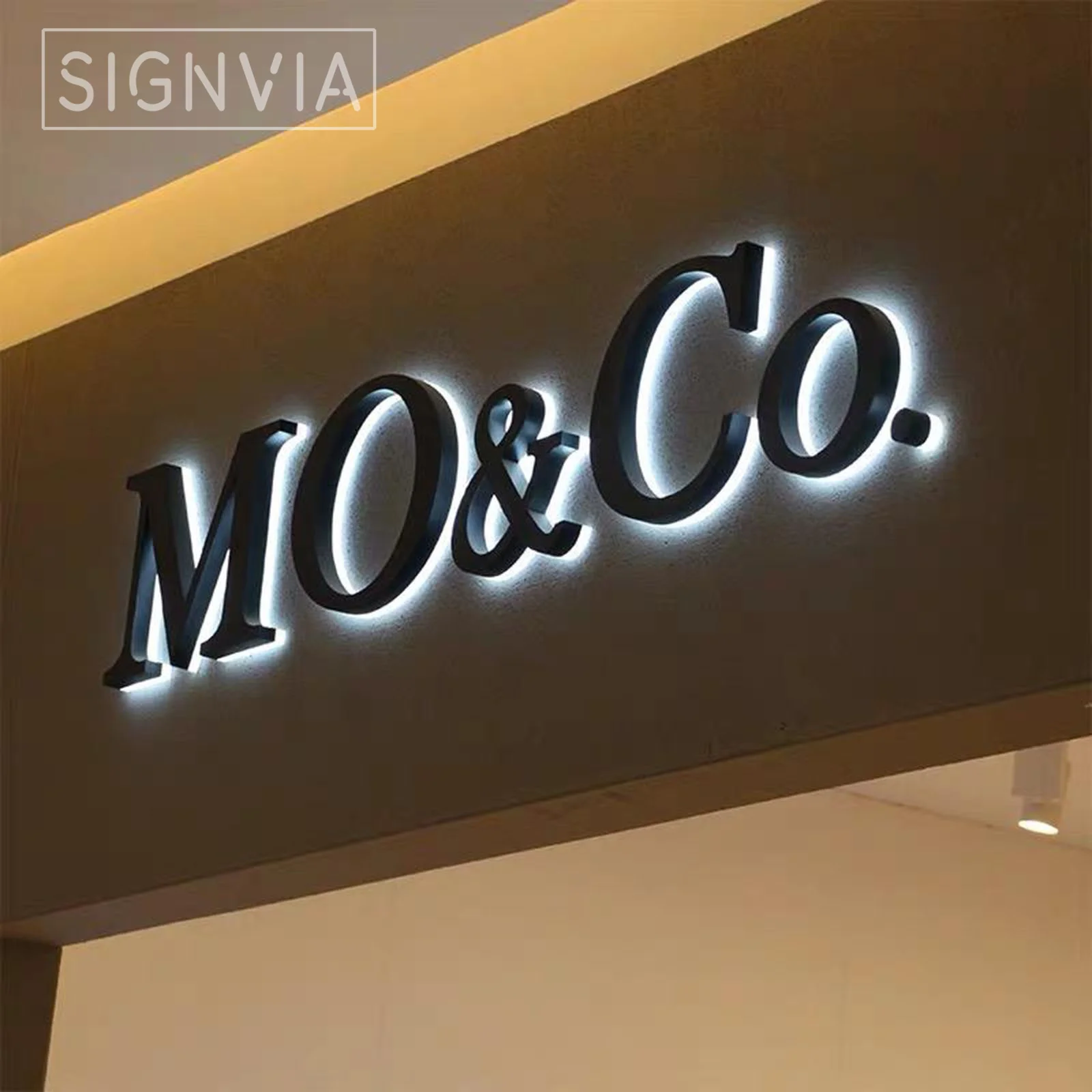 modern Acrylic Back Mini 3D Light Lettering Behind Lighting Metal LED Indoor And Outdoor Waterproof Custom Advertising Signs