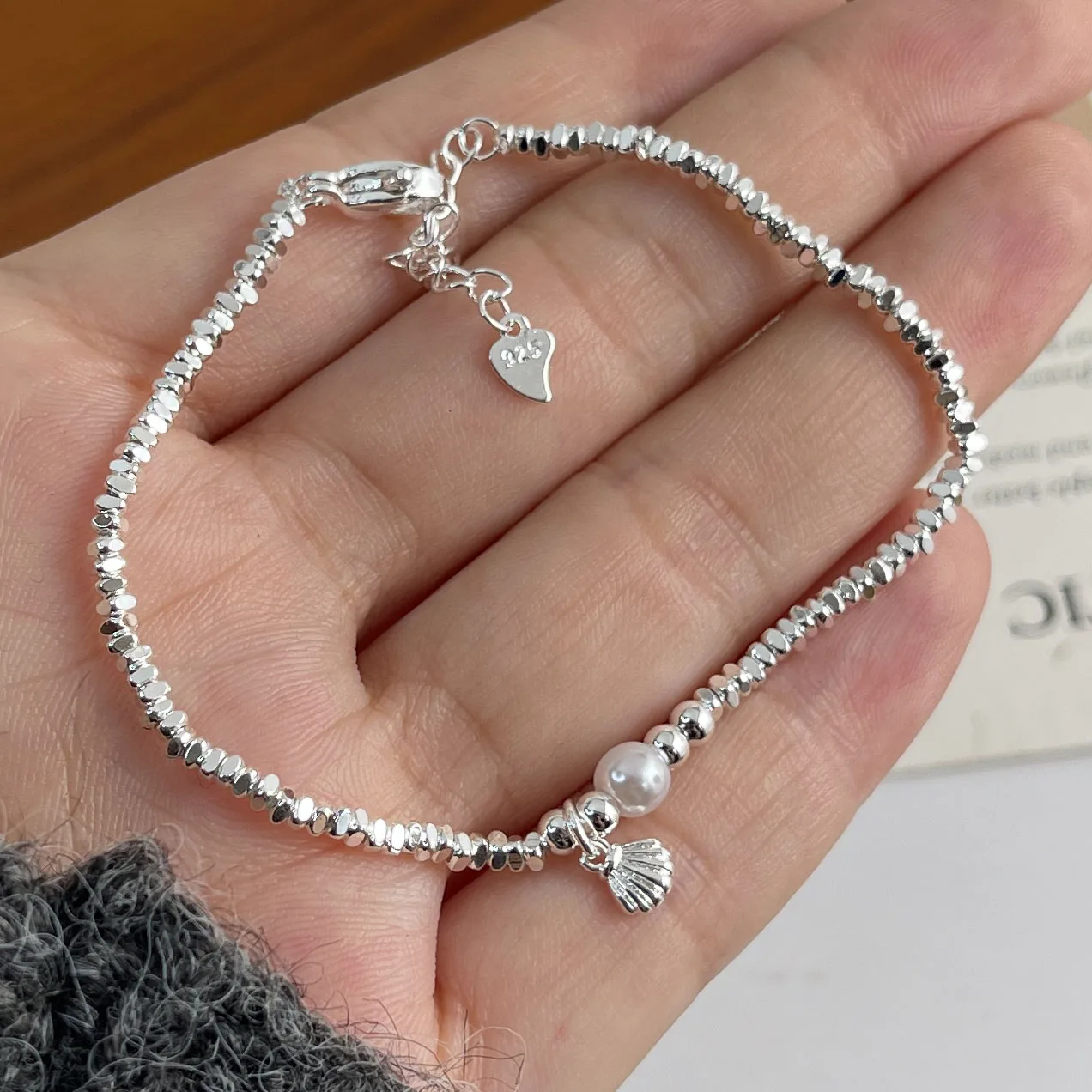 925 Sterling Silver Bracelets for Women Men String Accessories Trend Starfish Pearl Shape Pendant Party Jewelry Gift