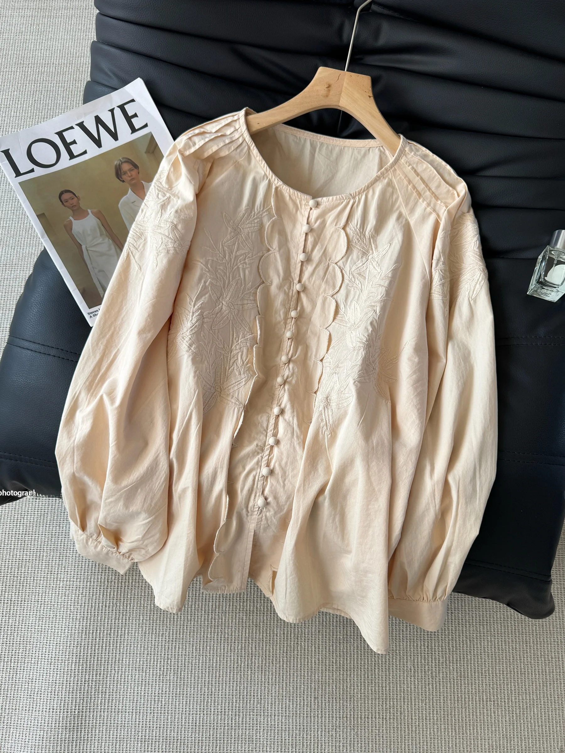 Ele مطرزة مستديرة Ne irt المرأة 2025 موسم ربيع الخريف فريد Sli الكتان ملابس داخلية فانوس القطن Sve #2