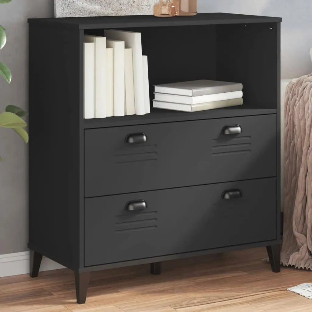 VIKEN Black Bookcase - 31.5x15.7x35.4 Inches | Stylish Engineered Wood Storage Solution