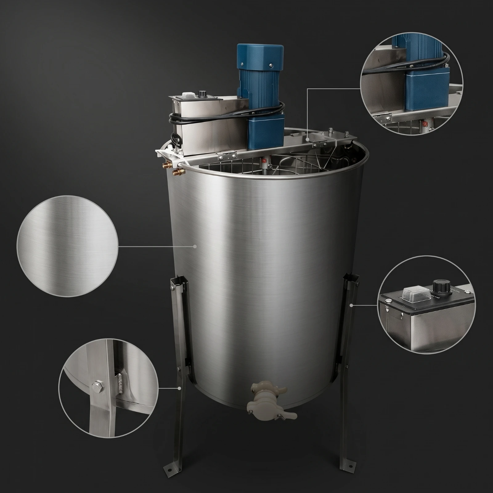 Electric Honey Extractor Efficient Four-Frame Honey Extractor Beekeeping Equipment Rustproof Effortless for Beekeepers, Apiary view 5