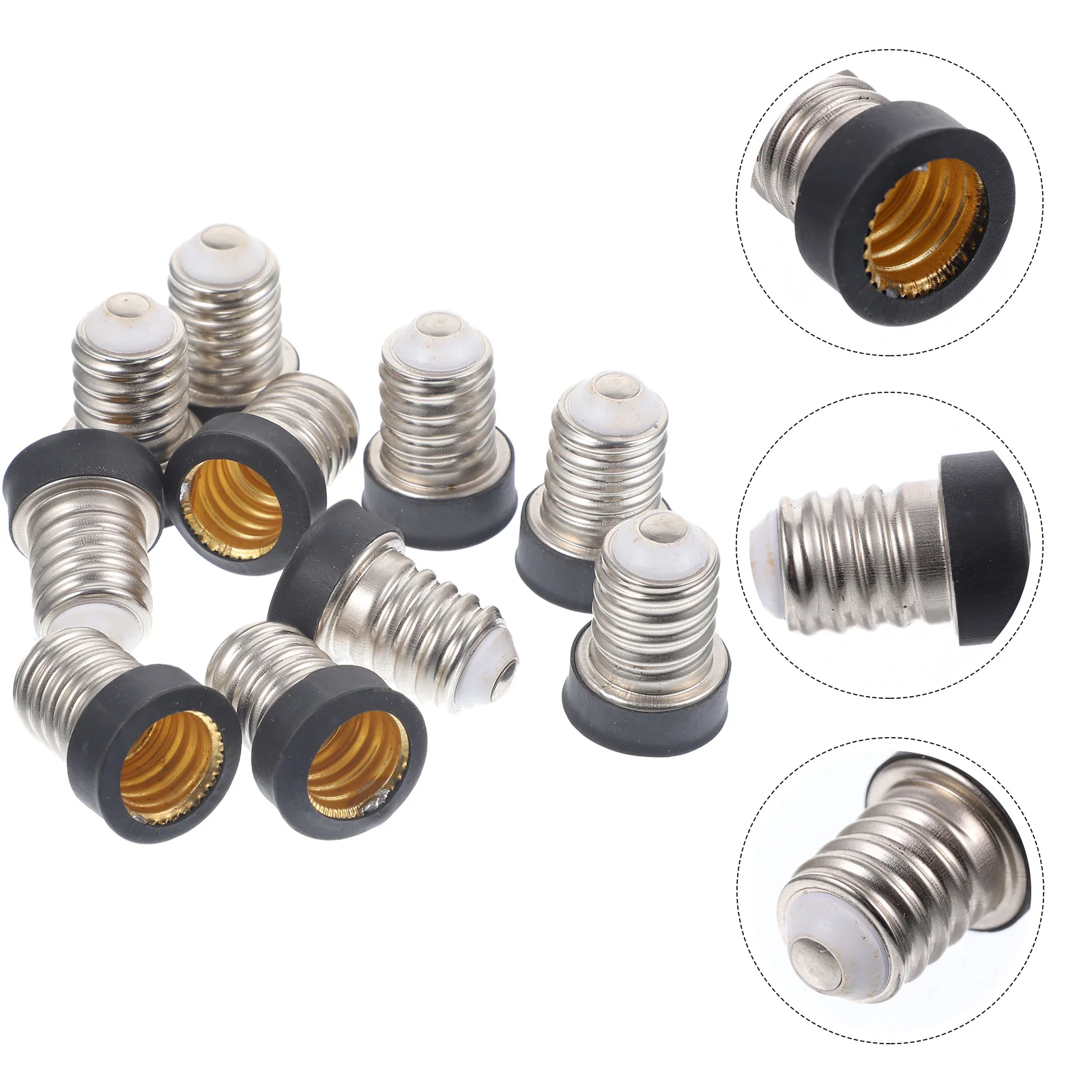 

10 Pcs Lampholder Adapter Light Bulb Transfer E14 to E12 Socket Converter Copper