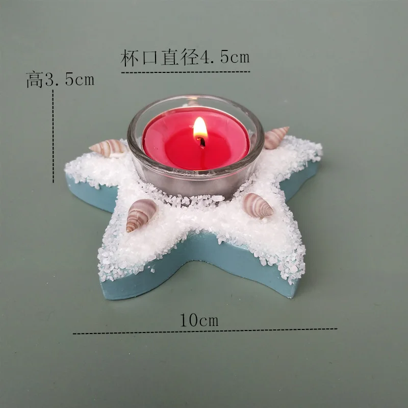 Fish Starfish Shell Boat Candle Holder Romantic Valentine\'s Day Candlestick Mediterranean Style Children Bedroom Home Decoration