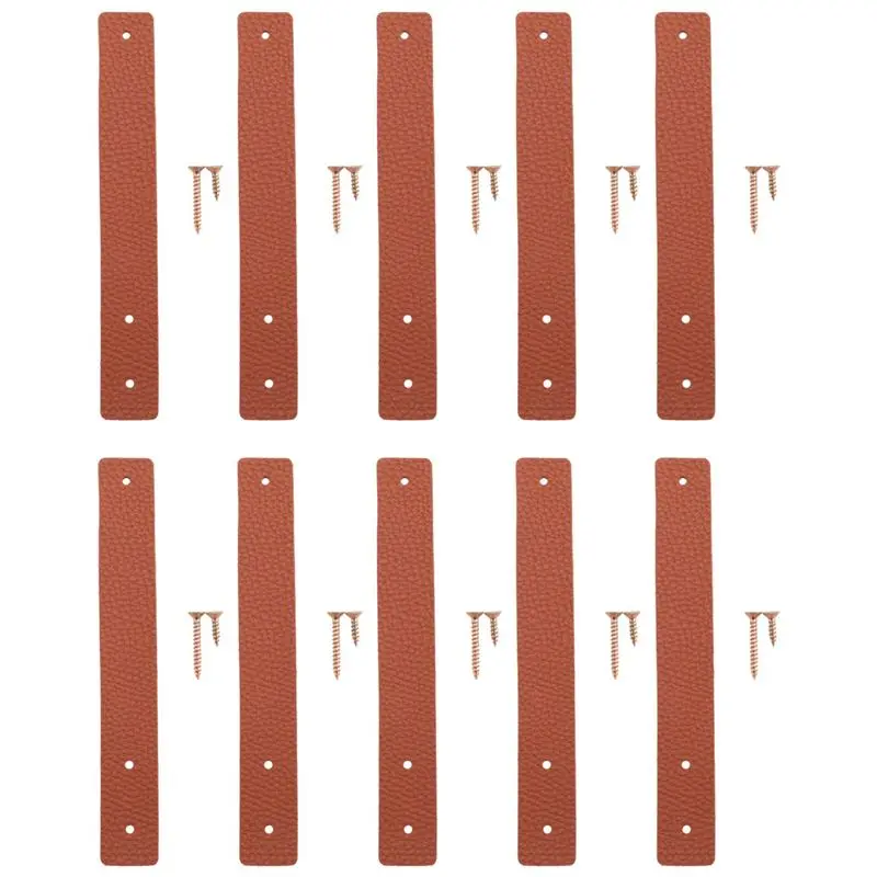 A27F-20Pcs Wall Hooks,PU Leather Curtain Rod Holder, Leather Straps For Hanging Bracket DIY Home Storage Hook Wall Boho Brown