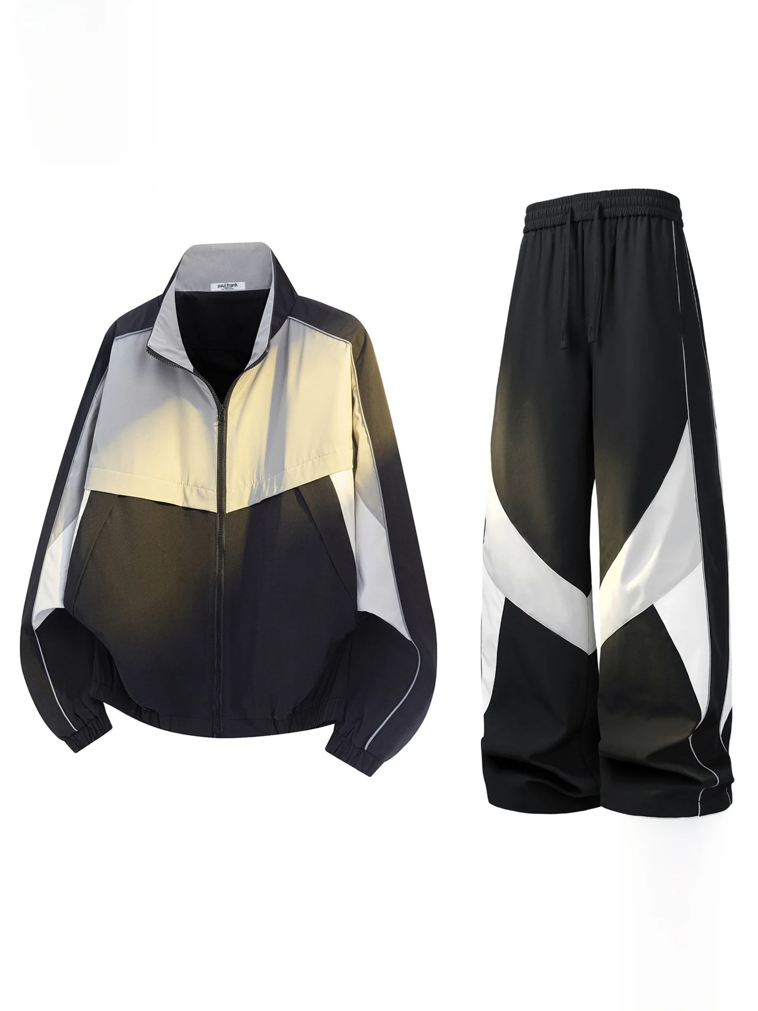 

Зимний повседневный комплект Paul Frank: мужская куртка с длинным рукавом и брюки, комплект из двух предметов с воротником в виде обезьяны Big Mouth и цветными вставками