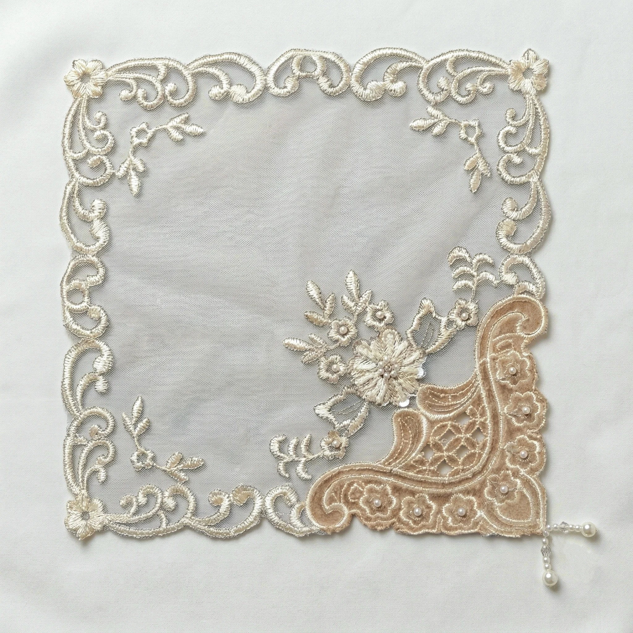 Vintage Hand Embroidered Placemats 8pcs Set Square Tablecloth Protectors Heat Resistant Coaster Pads Baptism Decor
