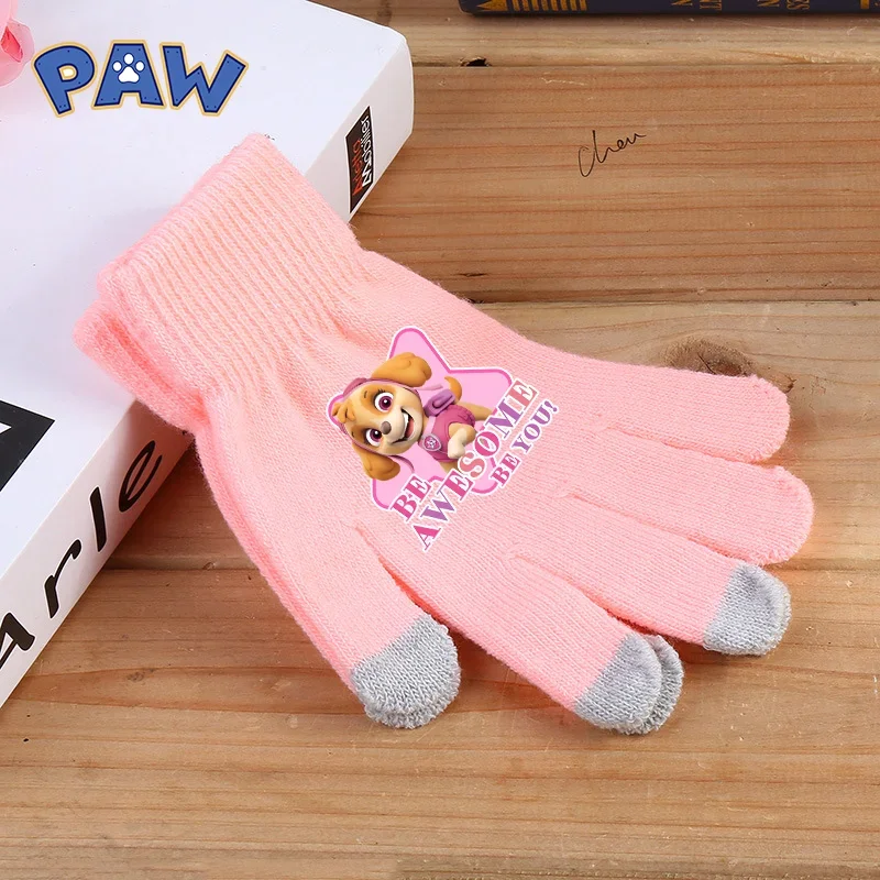 Paw Patrol  full finger Gloves Chase Skye Outdoor Cycling Glove Knitted gloves touch screen Warm Solid Color Thick Touch Screen