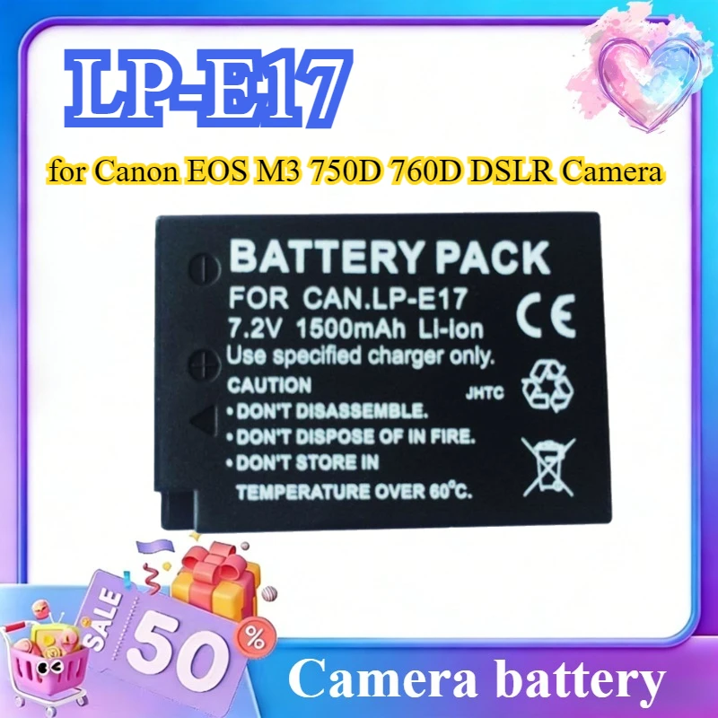 2pcs LP-E17 7.2V 1500mAh Li-ion Battery for Canon EOS M3 750D 760D DSLR Camera
