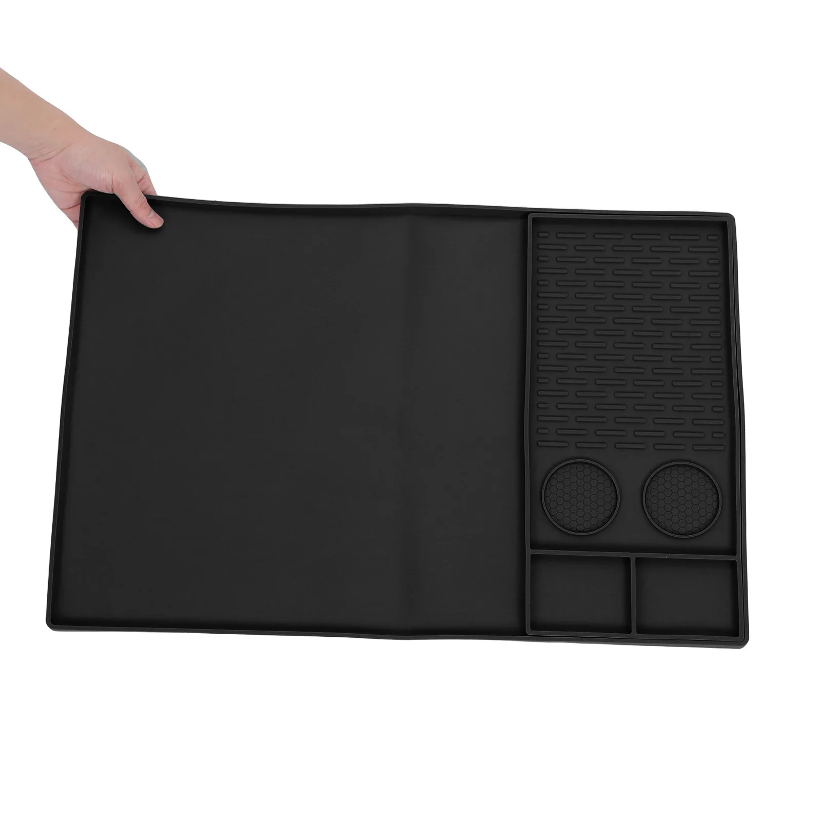 1Set Silicone Coffee Mat 24x16 Black Dishwasher Safe Removable Tray Coffee Machine Mat Heat Resistant Kitchen Pad