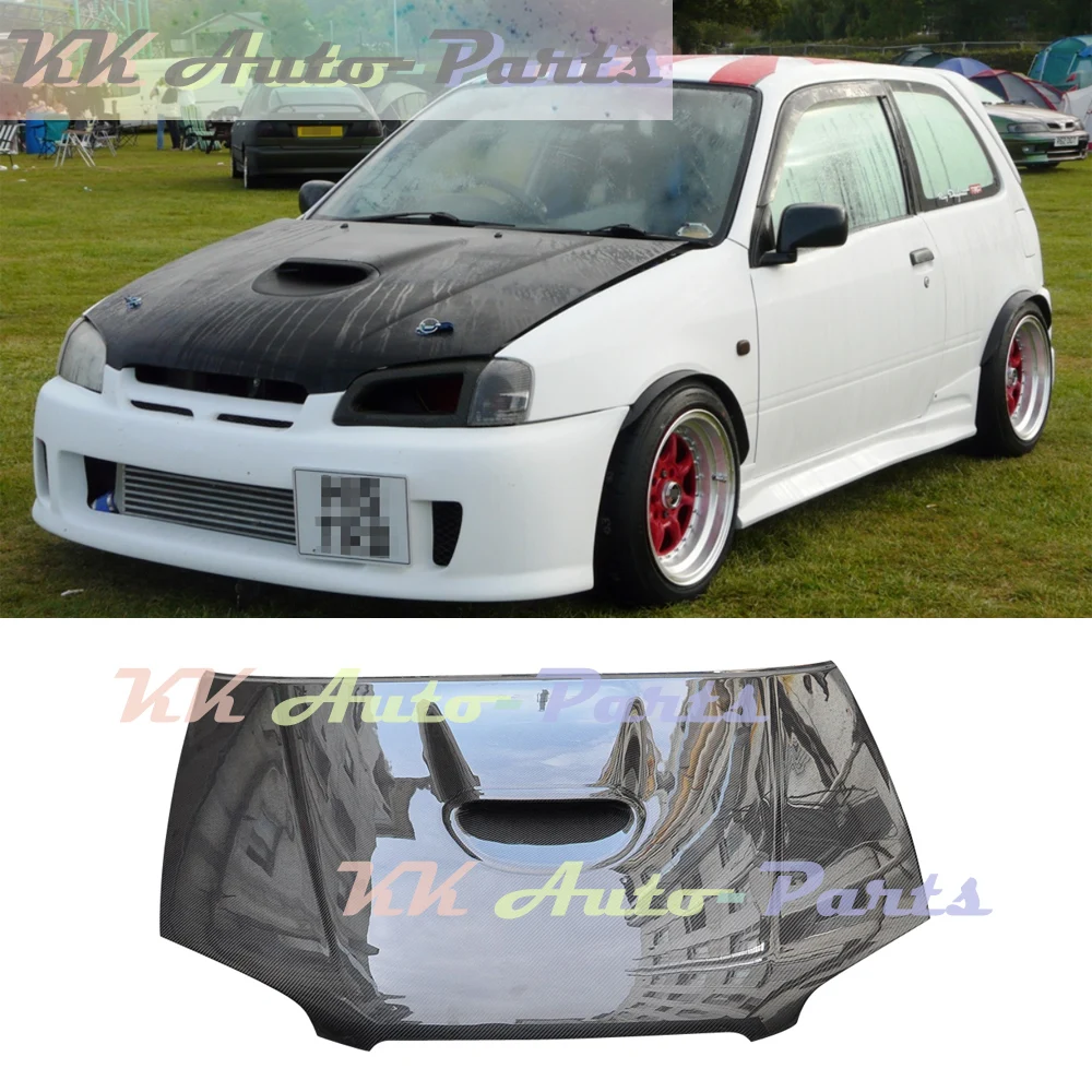 For Toyota Starlet GLANZA EP91 Carbon Fiber Front Hood Bonnet Cover 1996-1999 Auto Tuning Body Kit