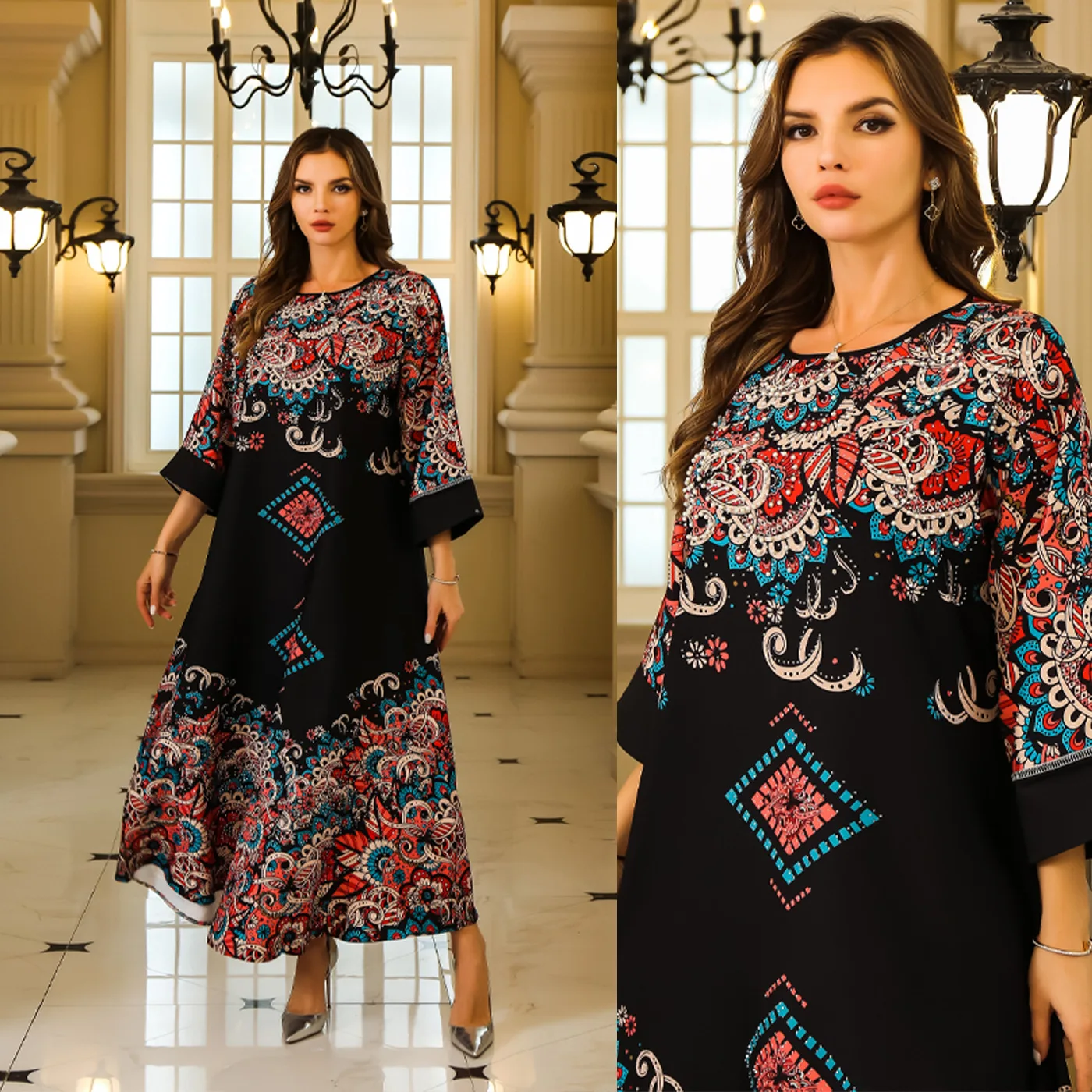 

Middle East Muslim Robe Women's Clothing Dubai Robe Dress Fashion Simple Elegance Luxury Holiday Style High-end Banquet Party Dr