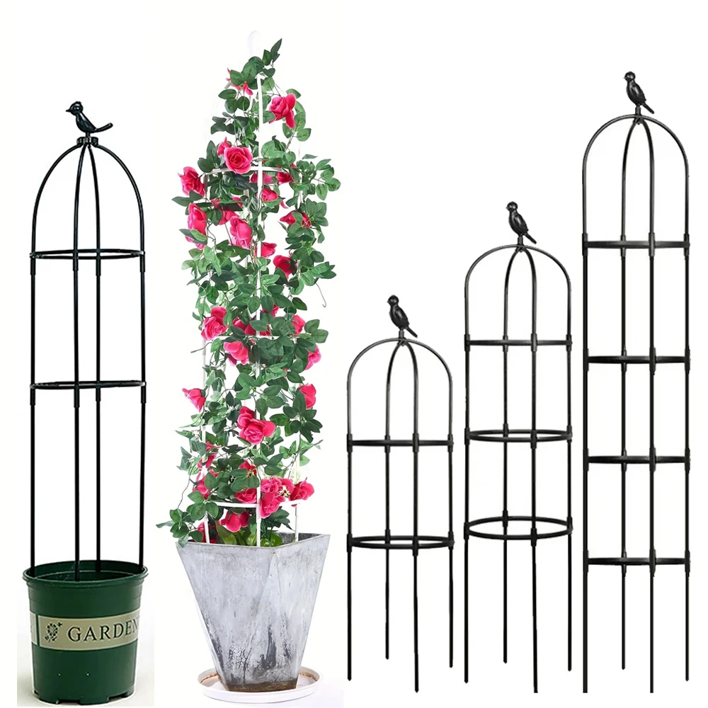 

120/150/180cm Tower Obelisk Garden Trellis Tall Plant Support Stands Potted Plant Climbing Support Flower Vegetable Fruits Vines