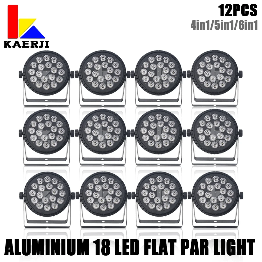 

No Tax 12Pcs Aluminum Alloy LED Flat/ Big Par 18x12w/18x18w RGBW 4in1/6in1 Lighting Suitable For DJ Disco Party Stage Lighting