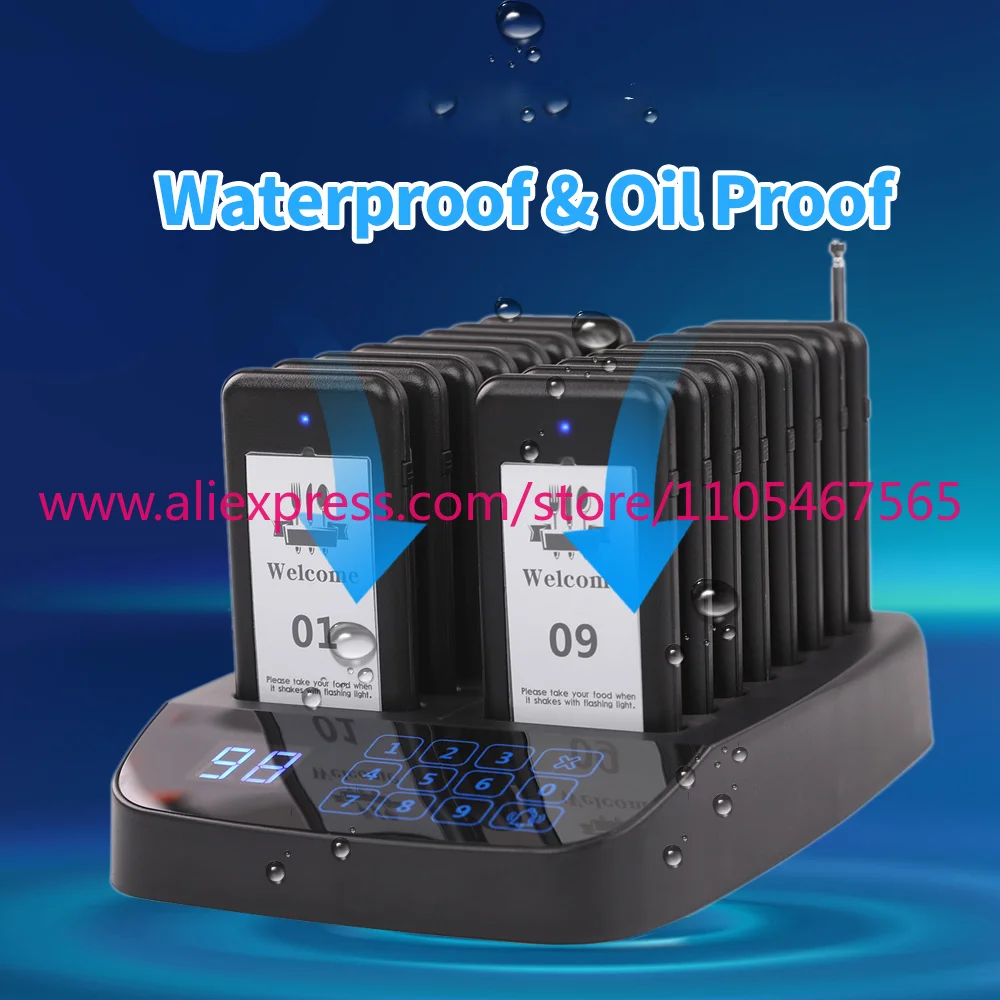 Wireless Restaurant Pager System Buzzer Call System 16 Pagers Food Truck Fast Food Restaurant Bar Cafe