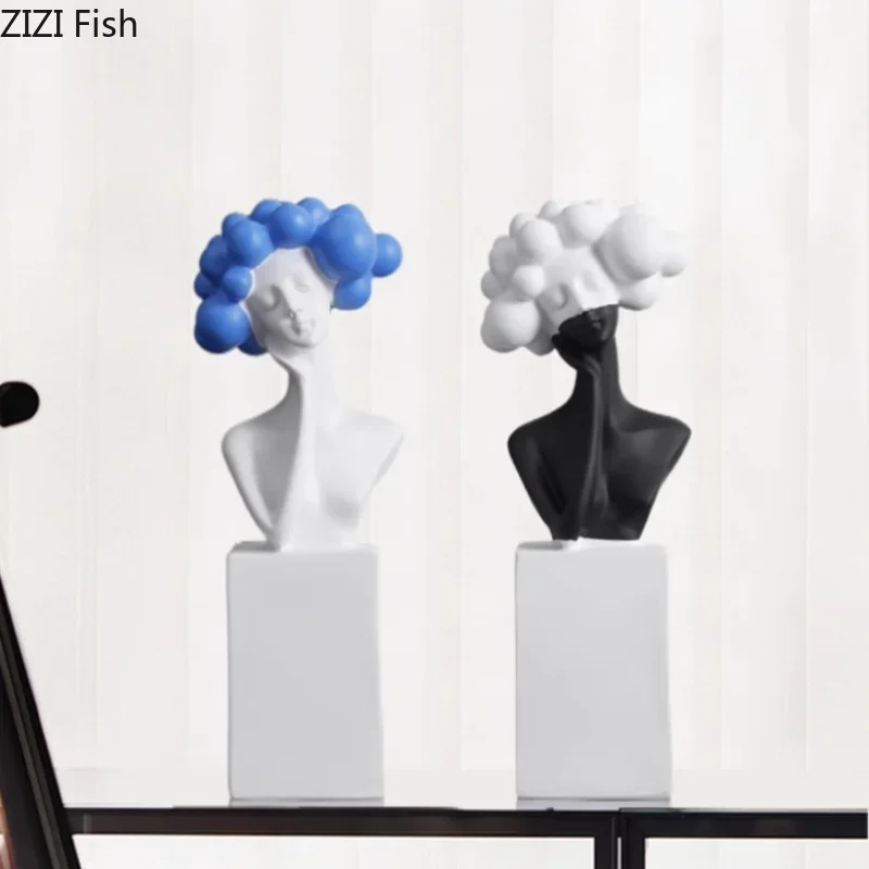 Black and White Art Sculpture Resin Character Ornaments Girl Statue Figure Sculpture Home Accessories Decoration Crafts - Image 5