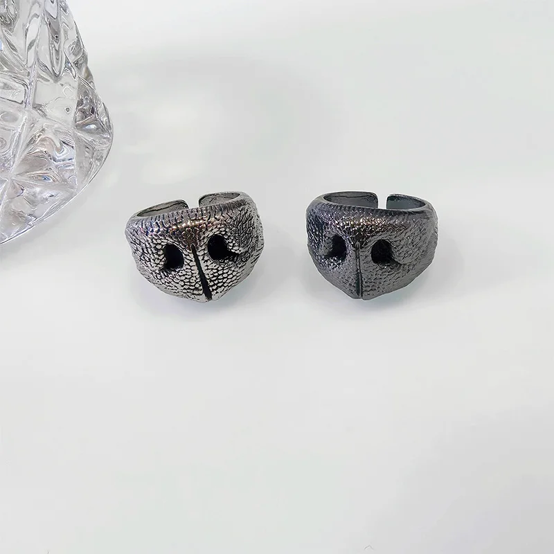 إكسسوارات مجوهرات أنيقة على شكل أنف الكلب للرجال والنساء، خاتم إصبع مزخرف رائع، ديكور أنيق للحفلات اليومية، إعادة فريدة من نوعها