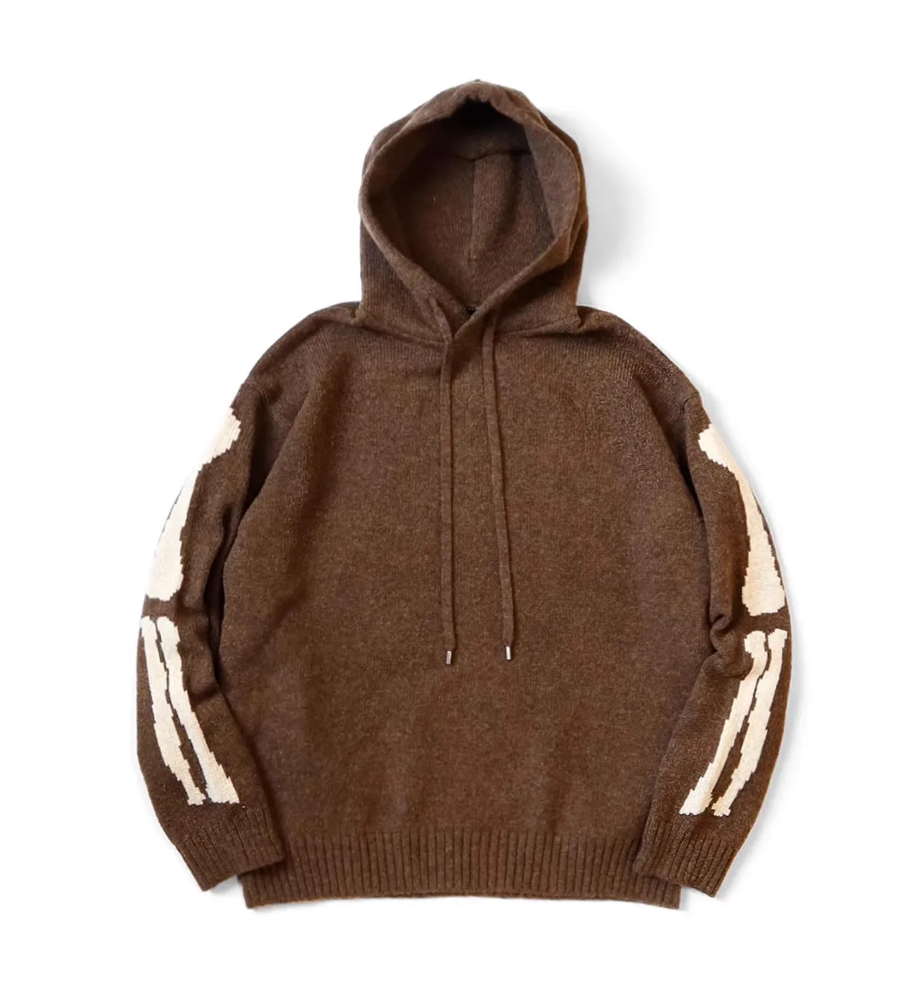 2026 KAPITAL Casual Two-Tone Bone Embroidery Wool Hooded Knit Sweater WY1485