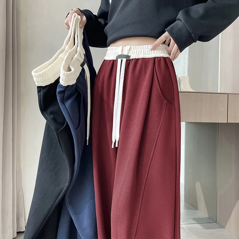 

2024 Spring and Autumn New Starry Sky Cotton Fashion High Waist Splicing Versatile Banana Pants Casual Wide Leg Pants for Women