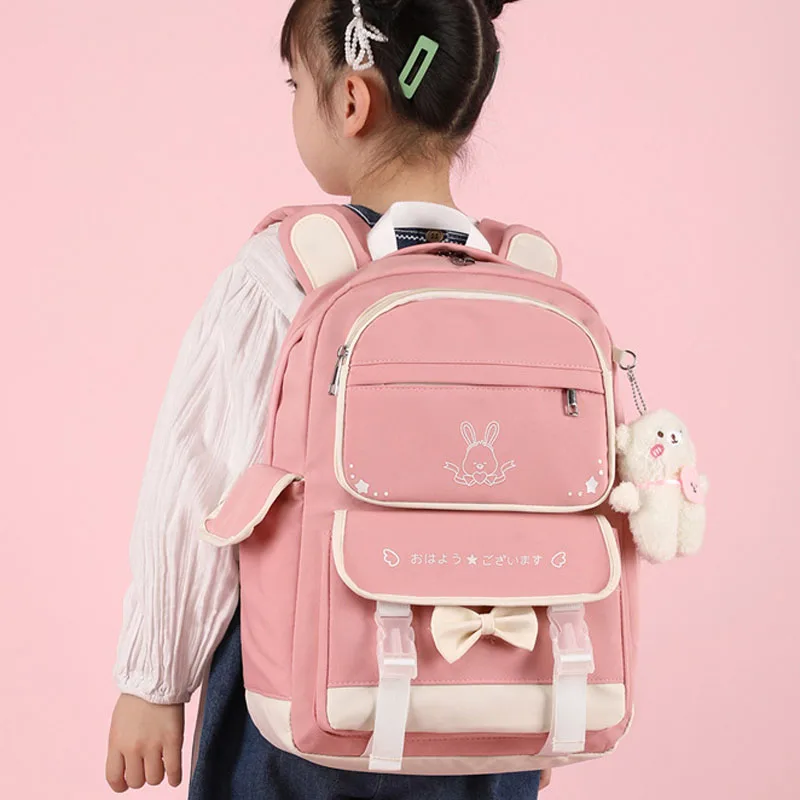 Zaino kawaii pink cartoon cute junior zaino per scuola superiore borse da scuola di grande capacità per ragazze femminili