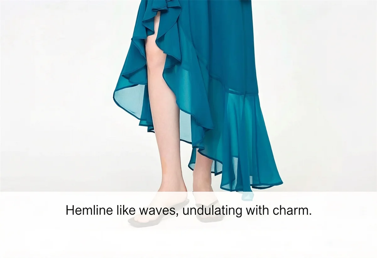 Fashion Irregular Fishtail Chiffon Skirts Elegant High Waist Summer Luxury Party Skirt Female Ruffles Long Skirts