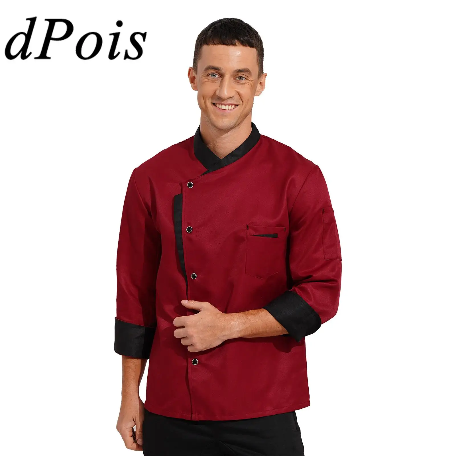 2023 Kochjacken für Herren, langärmelig, Kochmantel, Küche, Bäckerei, Hotel, Restaurant, Uniform, Arbeitskleidung, Button-Down-Kochhemd