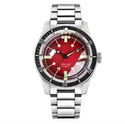 Tandorio NH35-Reloj Automático para hombre, pulsera con esfera de color rojo vino, cristal de zafiro y bisel de cerámica negra, resistente al agua hasta 200m, 40mm