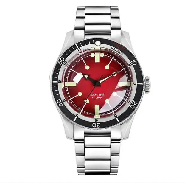 40mm Charm Tandorio Wine red Dial NH35 Automatic Watch Mens Sapphire glass And Black Ceramic Bezel 200m waterproof